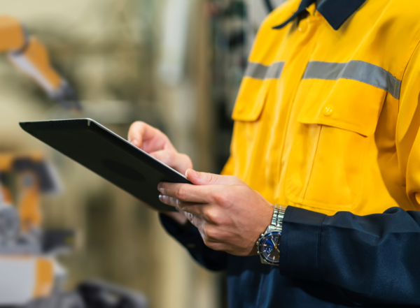 Tradie using tablet image