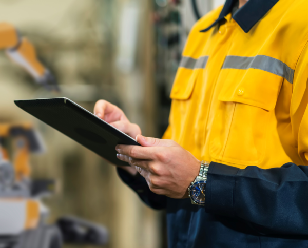 Tradie using tablet image