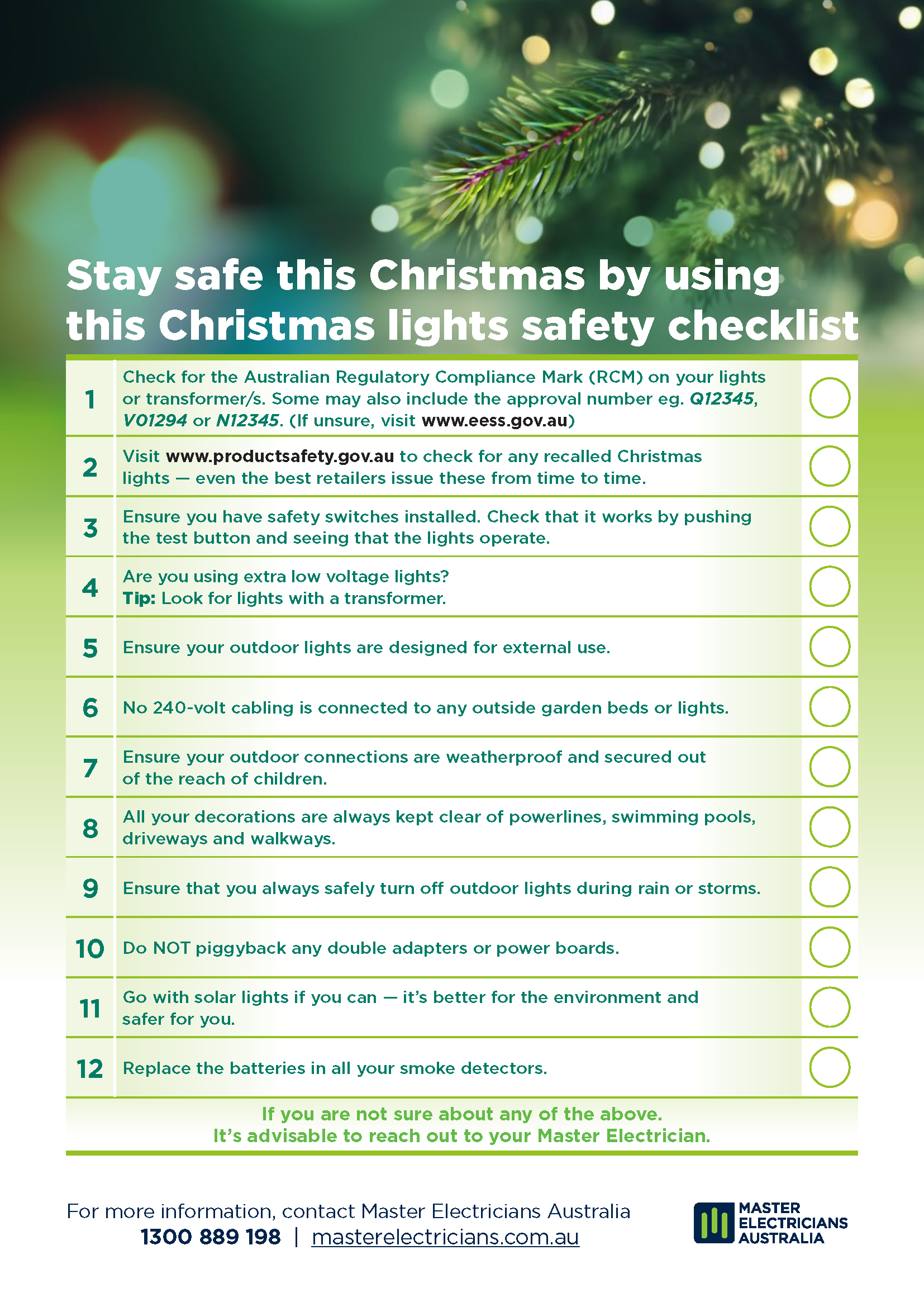 MEA Christmas Lights Safety Checklist